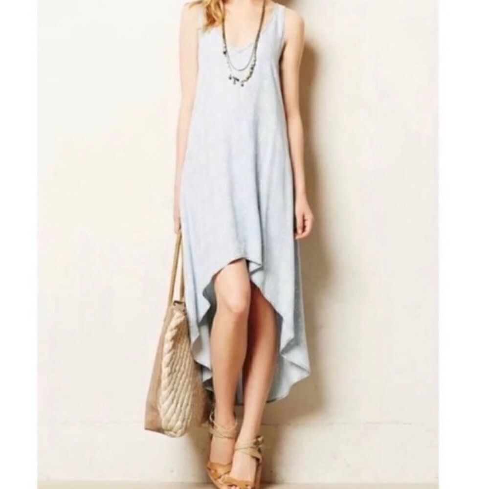 Cloth & Stone Ikat Print High Low Chambray Dress Made in USA in Size XS